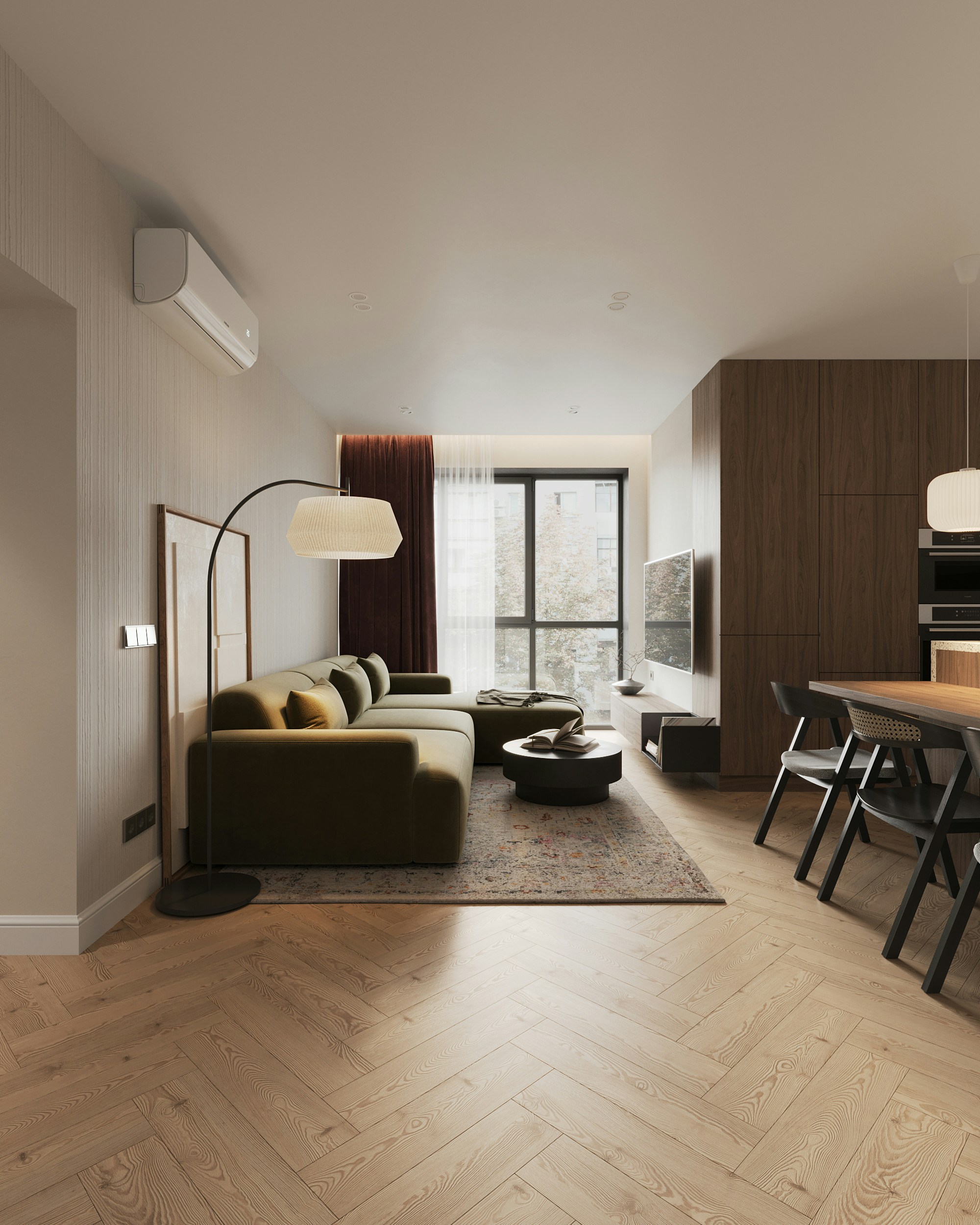Modern eingerichtete Wohnung mit Wohn- und Essbereich